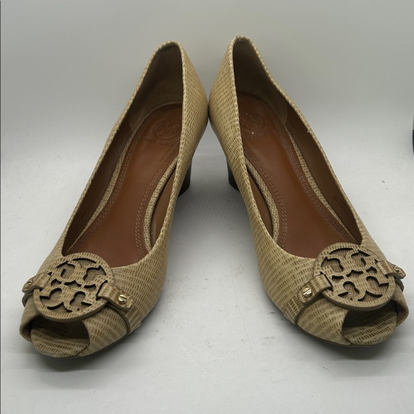 Tory Burch Sexy Tan Peep-Toe Wedge Heel Shoes **Size 8.5** 🔥🔥 - Picture 3 of 12